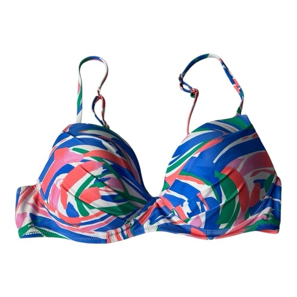 Raisins Juniors' Moonshadow Blue Orange Pattern -Print Underwire Bikini Top - Picture 3 of 12